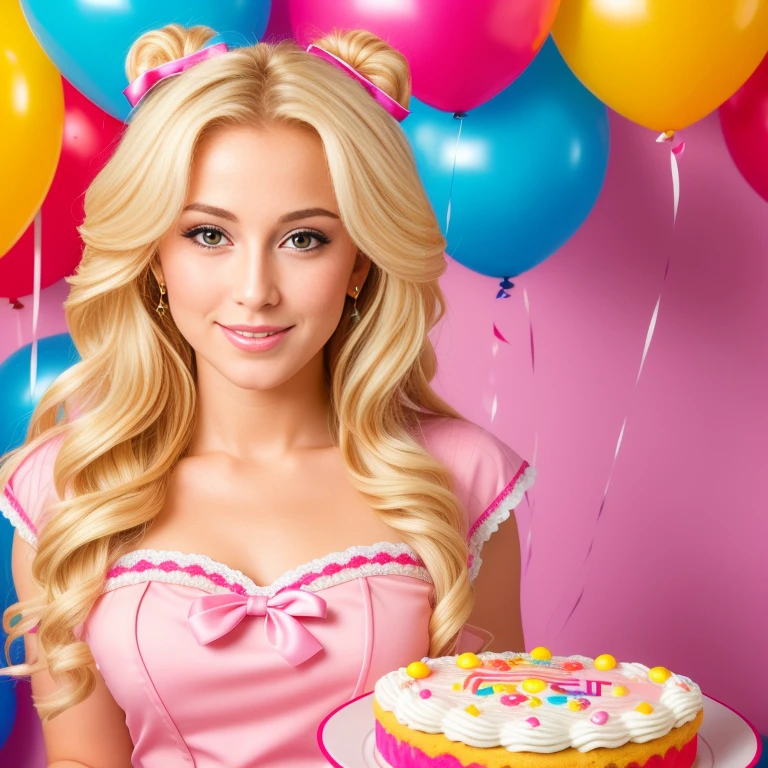 (best quality,4k,8k,high res,masterpiece:1.2),ultra-detailed, photorealistic, flaxen blonde hair,long hair, Mature and beautiful, realistic portrayal:1.2 Sailor Moon eating rainbow cake for her birthday. David Taylor 2000s photography
