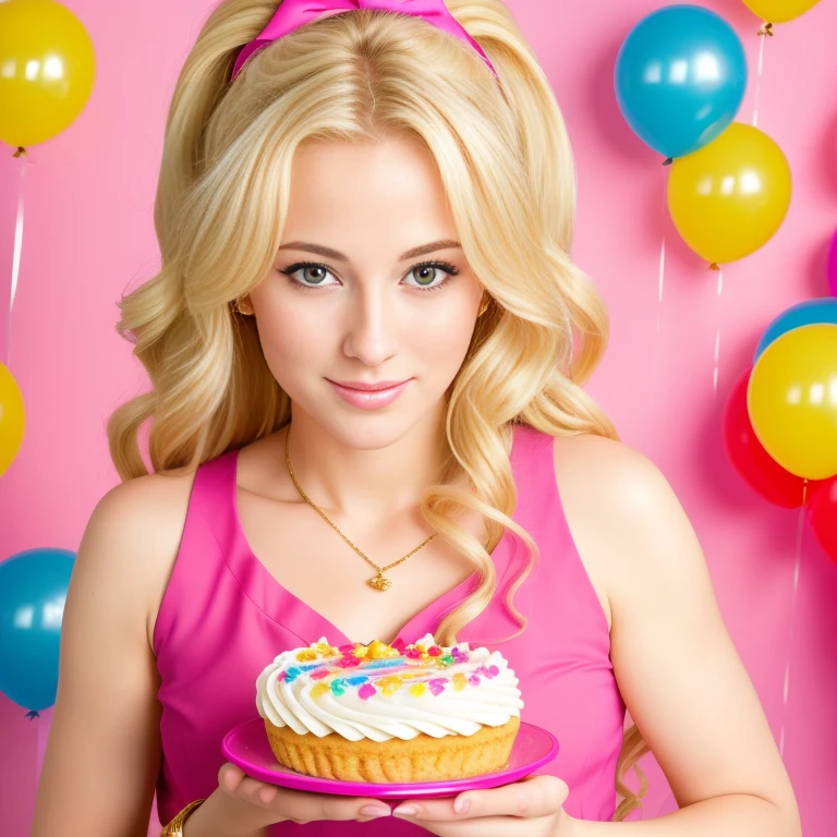 (best quality,4k,8k,high res,masterpiece:1.2),ultra-detailed, photorealistic, flaxen blonde hair,long hair, Mature and beautiful, realistic portrayal:1.2 Sailor Moon eating rainbow cake for her birthday. David Taylor 2000s photography