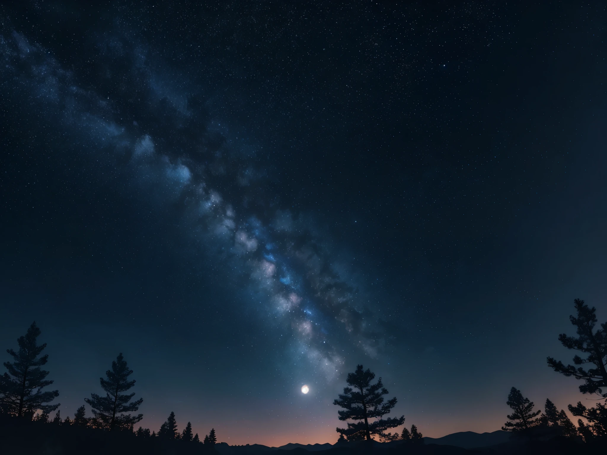 Night sky with stars and trees and full moon., Anime art wallpaper 4 k, anime art wallpaper 4k, Highly detailed 4k digital artwork., UHD 4K beautiful art, Anime art wallpaper 8 k, 4 k hd illustrative wallpaper, gorgeous background, anime wallpaper 4k, anime wallpaper 4 k, Infinite universe in the background, Starry Sky 8 g