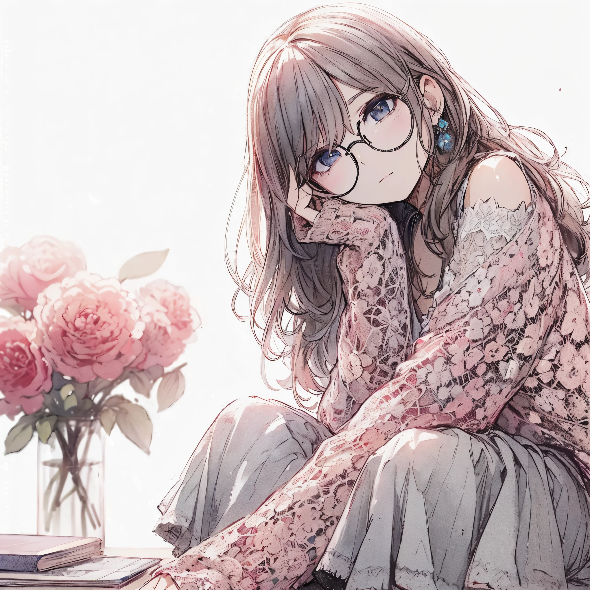 Official art using high-quality hand-drawn watercolor sketch techniques. (best quality,4k,8k,highres,masterpiece:1.2),ultra-detailed,beautiful detailed gray eyes,A girl with beautiful eyes, everyone, beautiful anime girl, cute anime girl, smooth anime art, anime style, elegant colors, soft lighting, delicate beautiful wet eyes, very coquettish, (beautiful large breast:1.2), (correct hands:1.2),