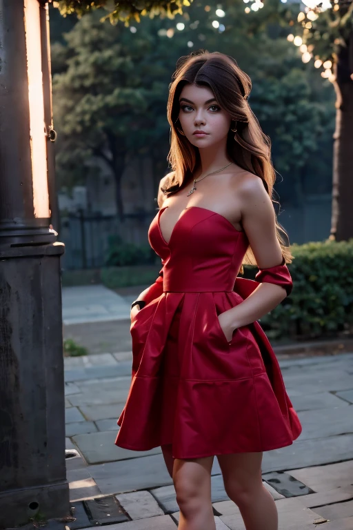 arafed woman in a vestido rojo and black purse walking down a street, girl wears a vestido rojo, modelo de moda elegante, elegant vestido rojo, wearing a vestido rojo, wearing vestido rojo, usando un vestido elegante, vistiendo un traje rojo, vistiendo un traje elegante, estilo de julia razumova, vestido rojo, chica elegante en traje urbano, mujer vestida