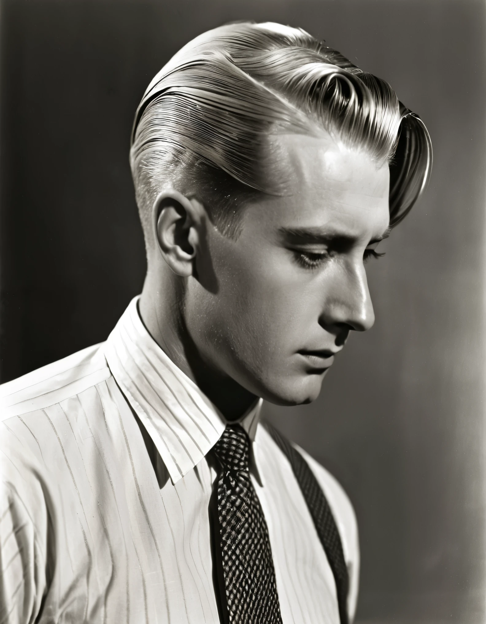 arafed photo of a man with a tie and a shirt, , inspired by Harry Haenigsen, author unknown, 1 9 3 0 s haircut, by Phillip Otto Runge, by Carl Critchlow, edward hooper, by Edward Weston, blonde man, short hair on top of his head, inspired by Sven Nordqvist