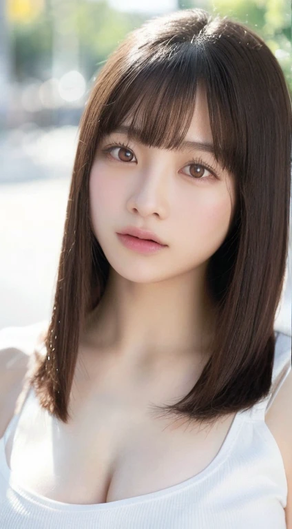 ((highest quality、8k、masterpiece:1.3))、detailed 女性:1.3、(Medium Hair、Huge boobs:1.4)、White micro bikini、超detailed、detailed、eyelid、Tokyo、Upper Body