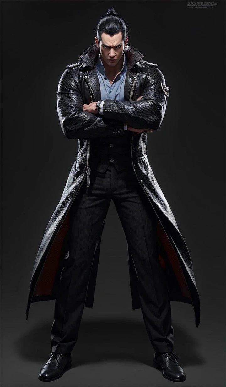 1boy, kazuya mishima, black hair, realistic