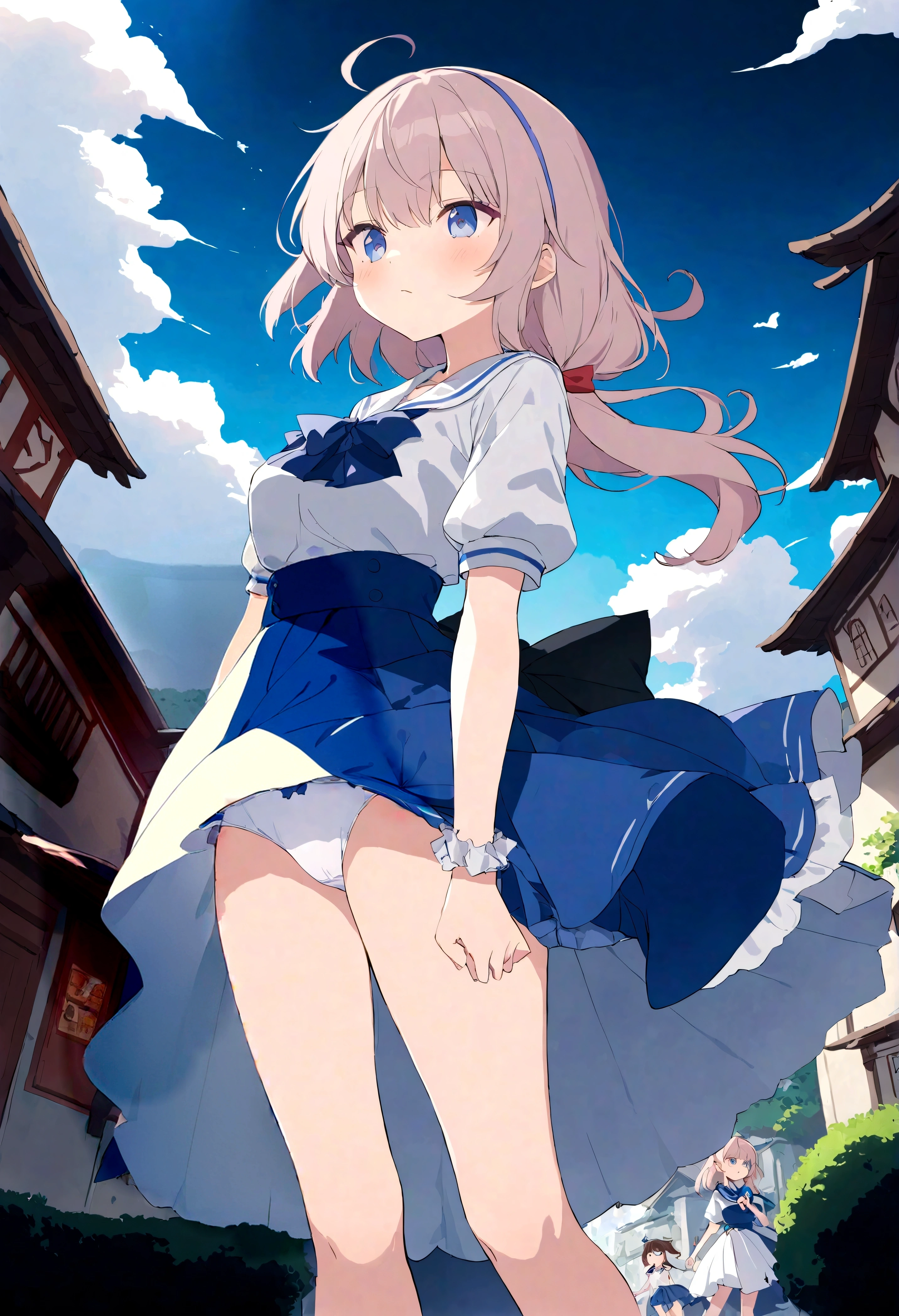 The skirt is now bigger and puffed up by the wind.