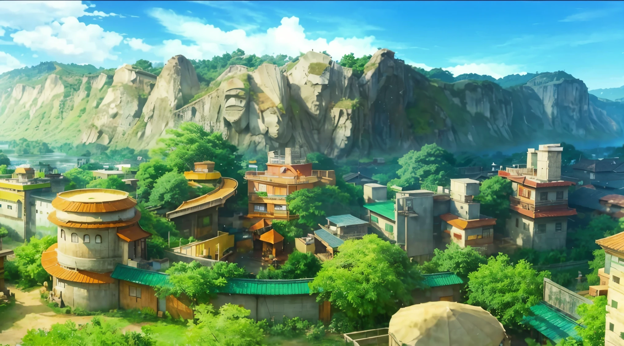 Naruto setting, leaf village, extremely realistic, Konoha