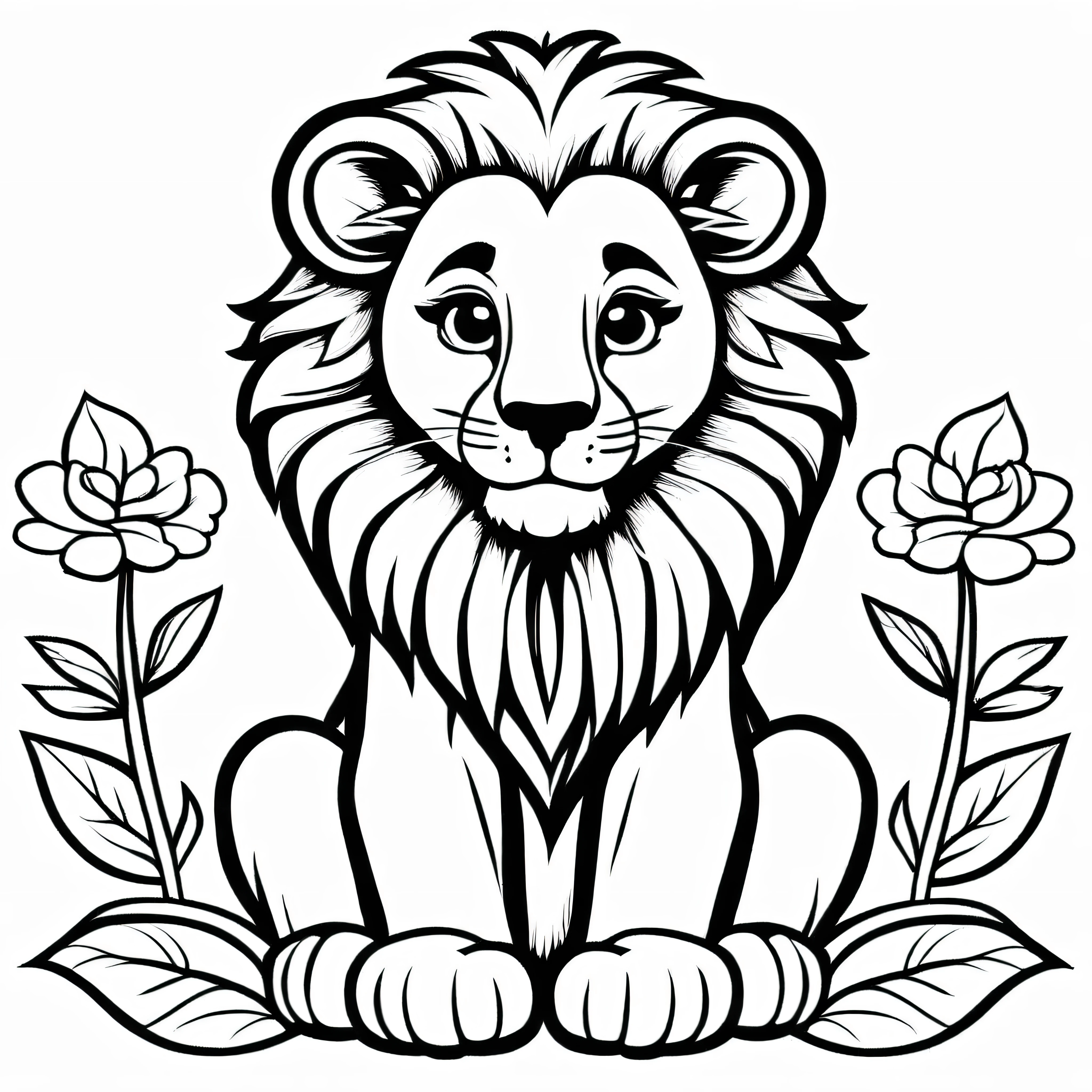 A cute lion, cartoon,
,Coloring Book, ColoringBookAF,