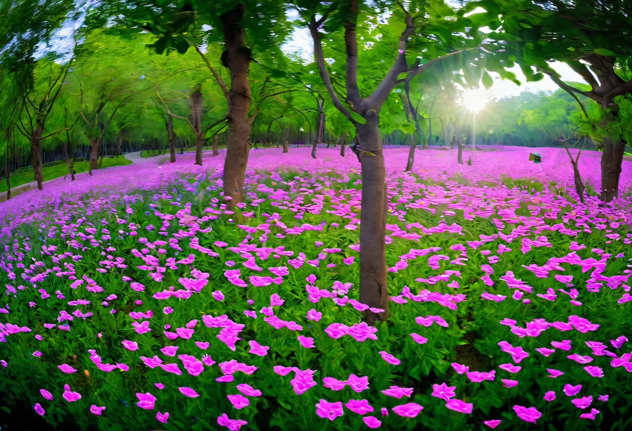 Glow,梵高painting,fish-eye camera shot, Flowers, Flowers and trees, Trees and flowers, Trees and flowers, , Flowers , Flower Field, Flowers, Flower Field, many trees and plants, Flower Field, There are flowers everywhere, Flowers, Flower Field ,花间Butterflies flying,Butterflies flying,Butterflies flying,raw,HD,8k,painting,painting