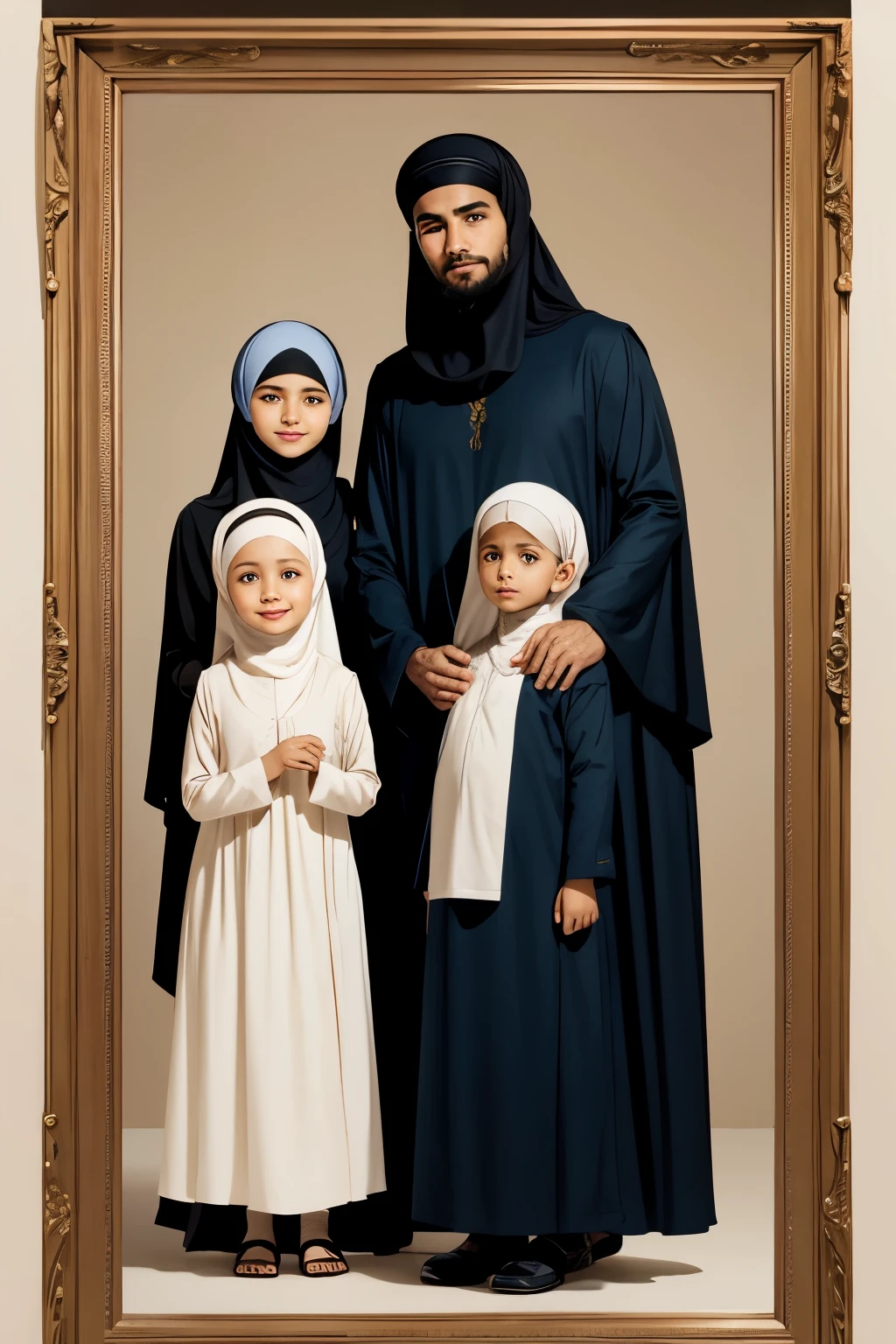 Illustration of Muslim family 