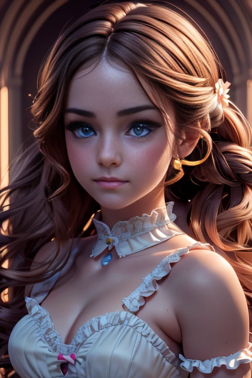 cute anime lolita girl, 1girl, beautiful detailed eyes, beautiful detailed lips, extremely detailed face, long eyelashes, light brown hair, twin tails, brown eyes, porcelain skin, white lace dress, frilly skirt, lace collar, holding flower, , kawaii, cinematic lighting, (best quality,4k,8k,highres,masterpiece:1.2),ultra-detailed,(realistic,photorealistic,photo-realistic:1.37),extremely detailed, intricate details, soft colors, pastel palette, natural lighting, delicate, elegant