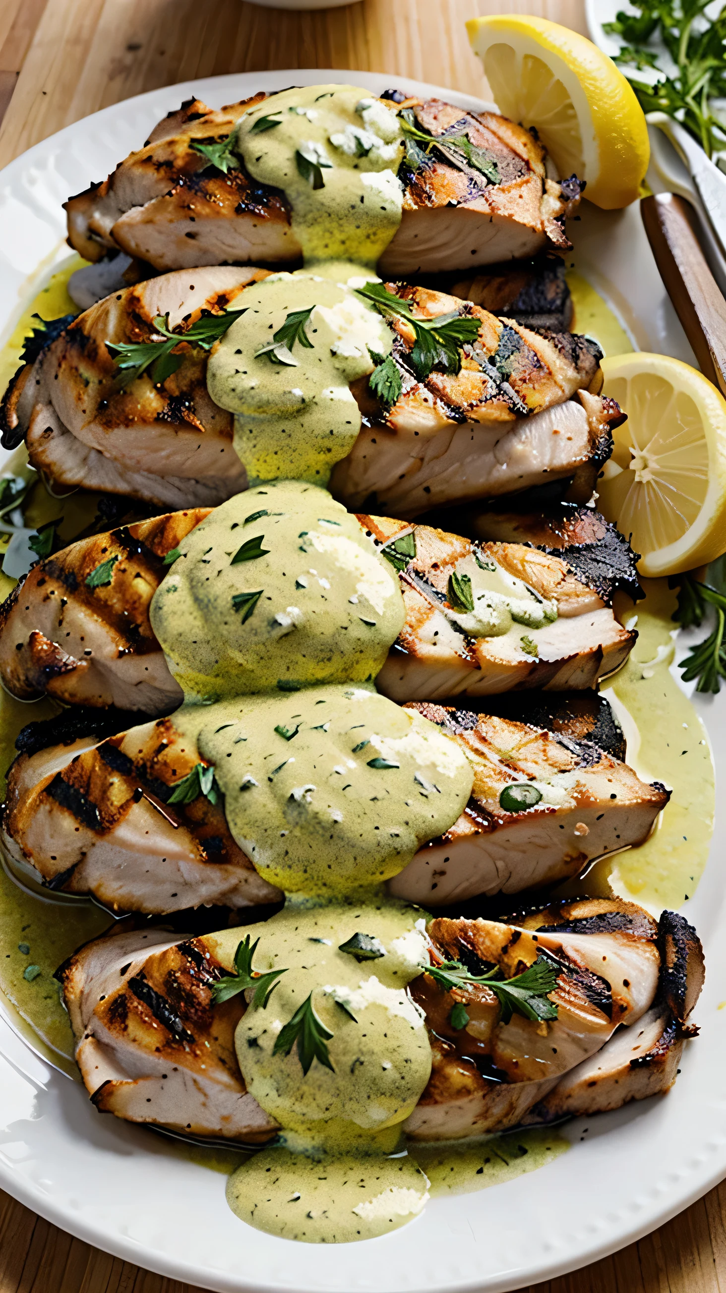 Grilled Chicken with Lemon and Herb Sauce