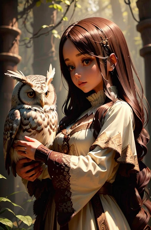 As an assistant for generating Stable Diffusion prompts with an artistic touch, I would create the following prompt based on the given theme: "An illustration of a hybrid  with the features and feathers of an owl, possessing the eyes and feathers of an owl. The child has an appearance that combines human and owl characteristics, with detailed and beautiful eyes and lips. The owl feathers are rich and textured, providing a sense of depth and intricacy. The artwork is produced using a medium that emulates the style of a fantasy illustration. The scene depicts the  in a mystical forest, surrounded by tall trees and enchanted flora. The lighting highlights the child's features and creates a magical ambiance. The overall image quality is of the highest standard, with ultra-detailed elements that showcase the fine details of the feathers and the child's facial features. The colors are vivid and vibrant, with a particular focus on earthy tones and warm hues to complement the forest setting. The prompt aims to generate a photorealistic portrayal, emphasizing the realistic rendering of textures and lighting effects. The resulting image will be a masterpiece, showcasing the beauty of the hybrid  and the magical atmosphere of the forest."