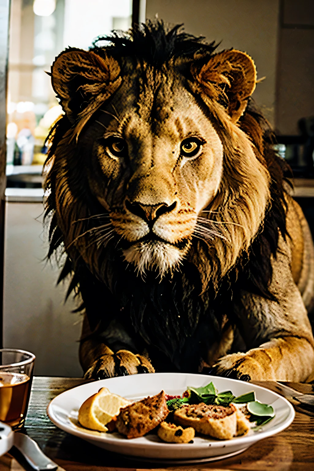 a hungry lion