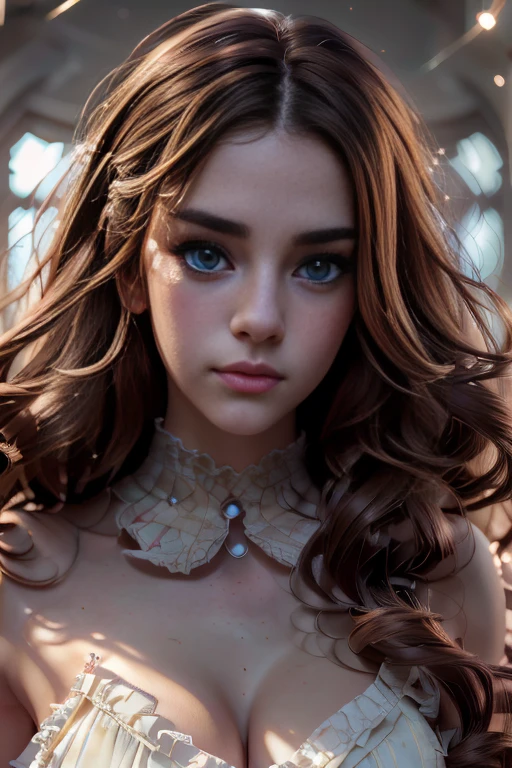 cute anime ta girl, 1girl, beautiful detailed eyes, beautiful detailed lips, extremely detailed face, long eyelashes, light brown hair, twin tails, brown eyes, porcelain skin, white lace dress, frilly skirt, lace collar, holding flower, , kawaii, cinematic lighting, (best quality,4k,8k,highres,masterpiece:1.2),ultra-detailed,(realistic,photorealistic,photo-realistic:1.37),extremely detailed, intricate details, soft colors, pastel palette, natural lighting, delicate, elegant