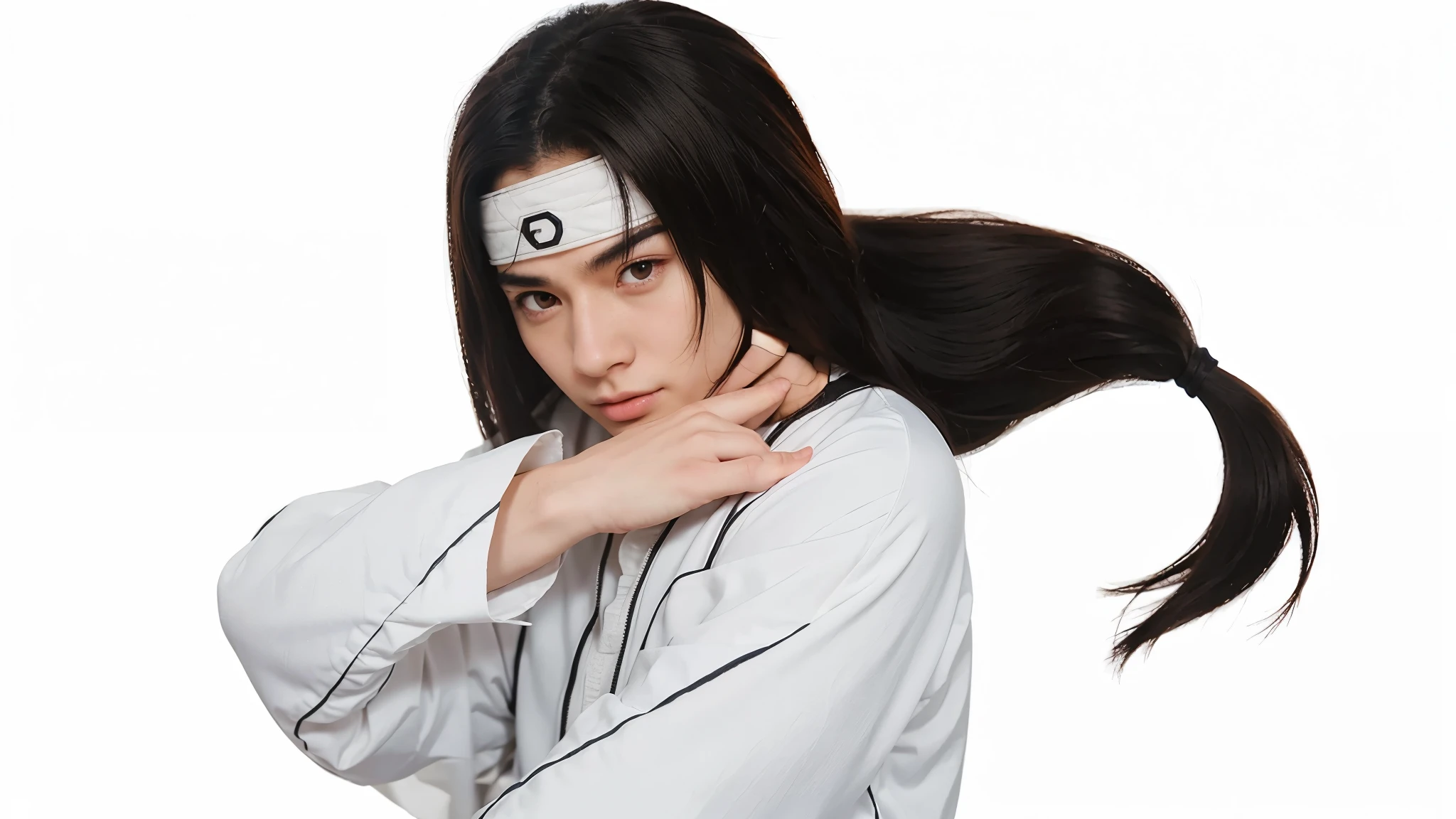 Adam Gregory as Neji Hyuga, very handsome, realistic, 18 years old,
