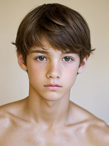 A naked  boy, muy hermoso, piel blanca, rasgos finos, light brown eyes, light brown hair, small slanted eyes, mirada seria, mirada triste, desvestido, en la sala de estar, gafas discretas, desnudo, cuerpo completo