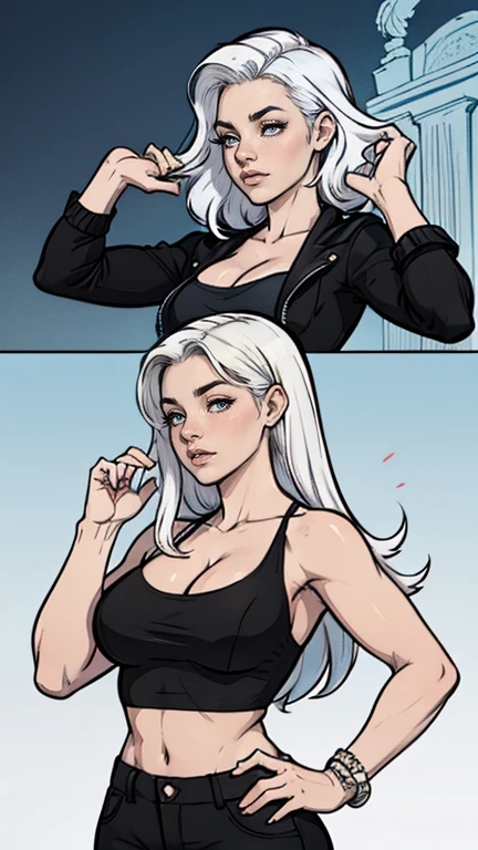 uma mulher com seios muito grandes posando para uma foto, arte de fantasia hiperrealista, Arte de fantasia realista, garota de cabelos brancos perfeita, extremely detailed digite germe, deusa loira, alena aenami and digite germe, ross tran 8k, Fantasia com detalhe 4K, even model | digite germe, tifa lockhart com cabelo branco,  with white hair Cartoon style digital illustration GTA style 