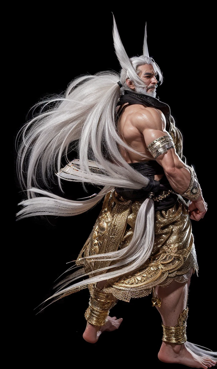1oldman, jinpachi mishima, white hair, realistic