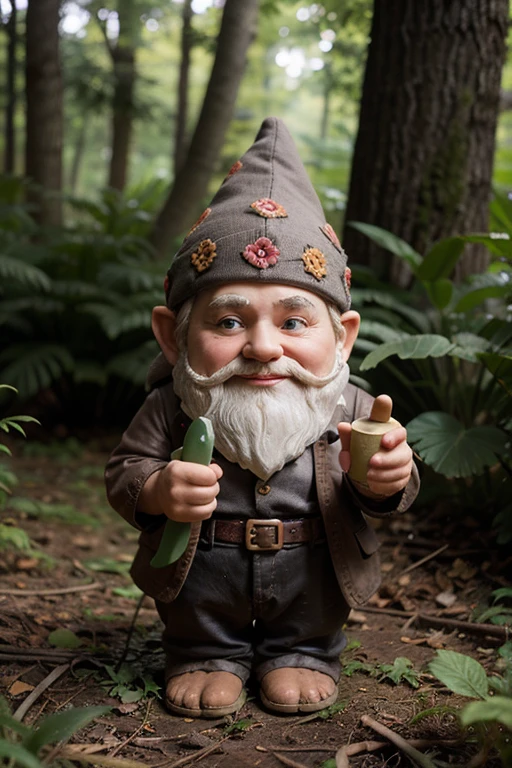 Good old gnome, lives in a fairy forest, makes friends with fairies.