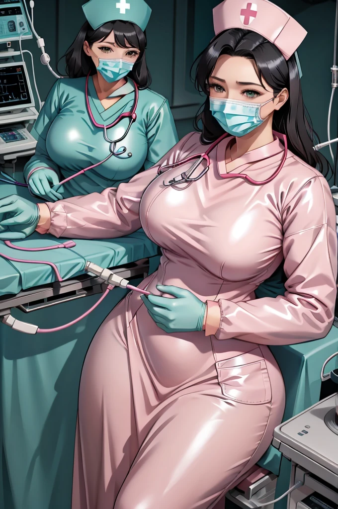 nurse uniform,hospital, latex nurse suit,nurses,busty,elbow gloves,labcoat,black hair woman,grey eyes , gigantic ,medical instruments,asian nurse,two nurses,speculum,examination room,oversize ,big ass ,strap on, lay on table ,legs spreaded,giving birth,gyno chair , dentist,Milf,latex,pink uniform,oversize breasts