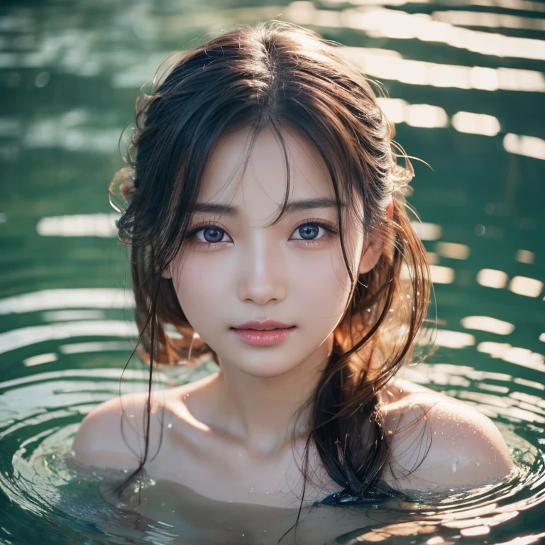 Naked Beauty Water overflows from the corners of the eyes Water drops on cheeks