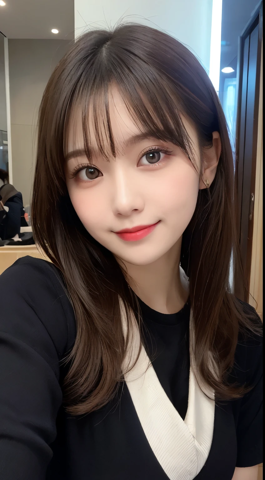 Tabletop, highest quality, shape, Very detailed, finely, High resolution, 8k wallpaper, 完璧なダイナミックな構shape, Beautiful and exquisite,ランダムなcute髪,,Natural color lip、20-year-old girl、cute、Looking into the camera,Always blur the background,Perfect and beautiful face,Slim face and figure,Big eyes、Putting on gal makeup,Small face,Shooting from below、Blurred Background,Elegant feminine face、Cyberpunk Fashion、smile、Change pose randomly、Randomly change the shooting angle and position