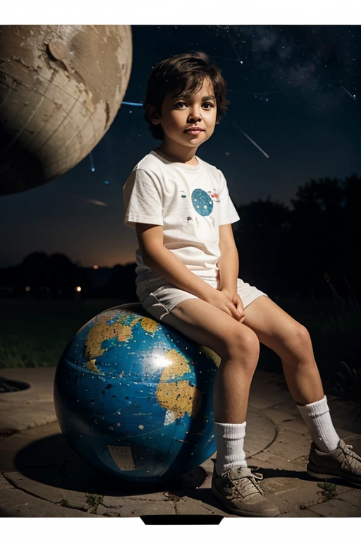 Cosmos, a sits on a small planet and looks at the stars.