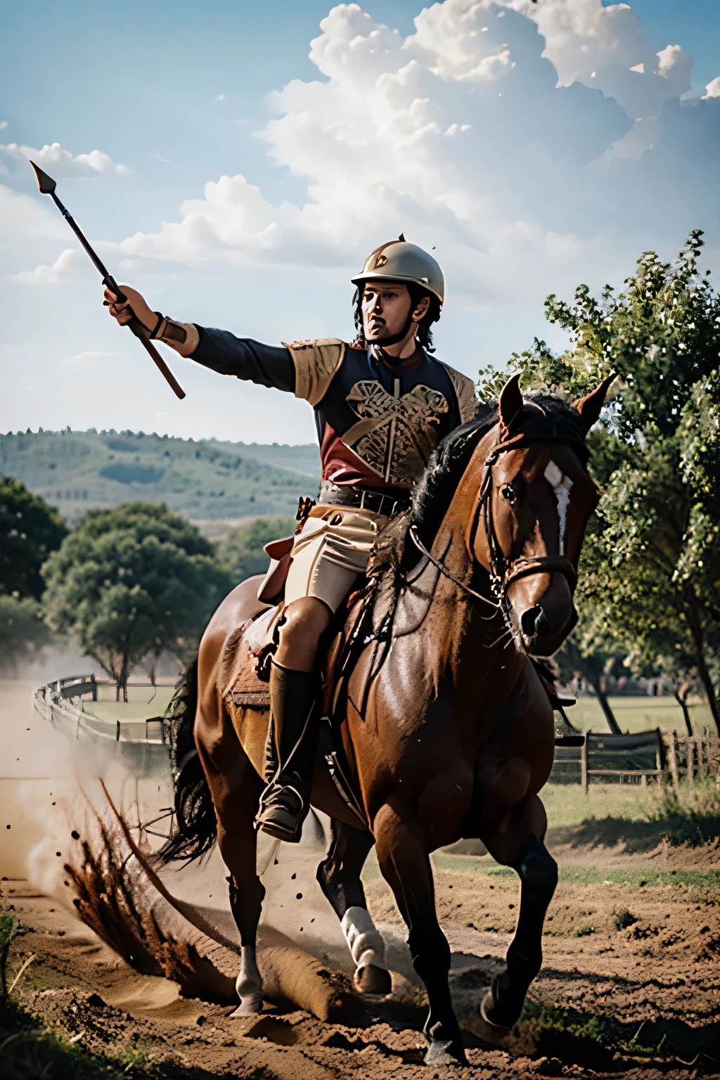 King ride horse in battle 
