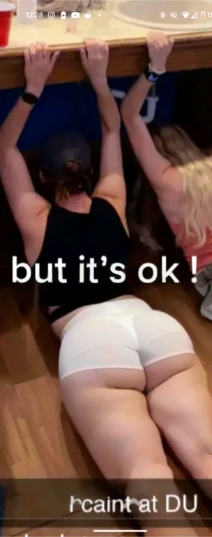 there is a woman laying on the floor with her legs up, her back is to us, booty shorts, exposed thighs!!!, tiktok video, obviously drunk, on knees, thighs!!!!!!, she is laying on her back, passed out, leaked footage, oops, laying on her back, pawg, ots shot, exposed thighs, somewhat bent over, thighs, beautiful girl, big ass, huge ass, bbw, from behind, thick, thick thighs, wide hips, bbw, giant ass, back view, big butt, round butt, tight underwear, underwear halfway off, underwear taking off, grabbing ass, ass spilling over underwear, too thick for clothes, big ass, vpl, gigantic thick ass, not nsfw, naked, back view, laying down, no pants or shorts, huge ass ripping pants