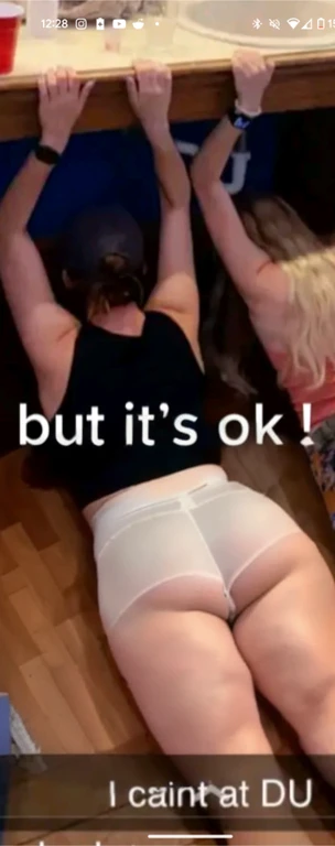 there is a woman laying on the floor with her legs up, her back is to us, booty shorts, exposed thighs!!!, tiktok video, obviously drunk, on knees, thighs!!!!!!, she is laying on her back, passed out, leaked footage, oops, laying on her back, pawg, ots shot, exposed thighs, somewhat bent over, thighs, beautiful girl, big ass, huge ass, bbw, from behind, thick, thick thighs, wide hips, bbw, giant ass, back view, big butt, round butt, tight underwear, underwear halfway off, underwear taking off, grabbing ass, ass spilling over underwear, too thick for clothes, big ass, vpl, gigantic thick ass, not nsfw, naked, back view, laying down, no pants or shorts, huge ass ripping pants
