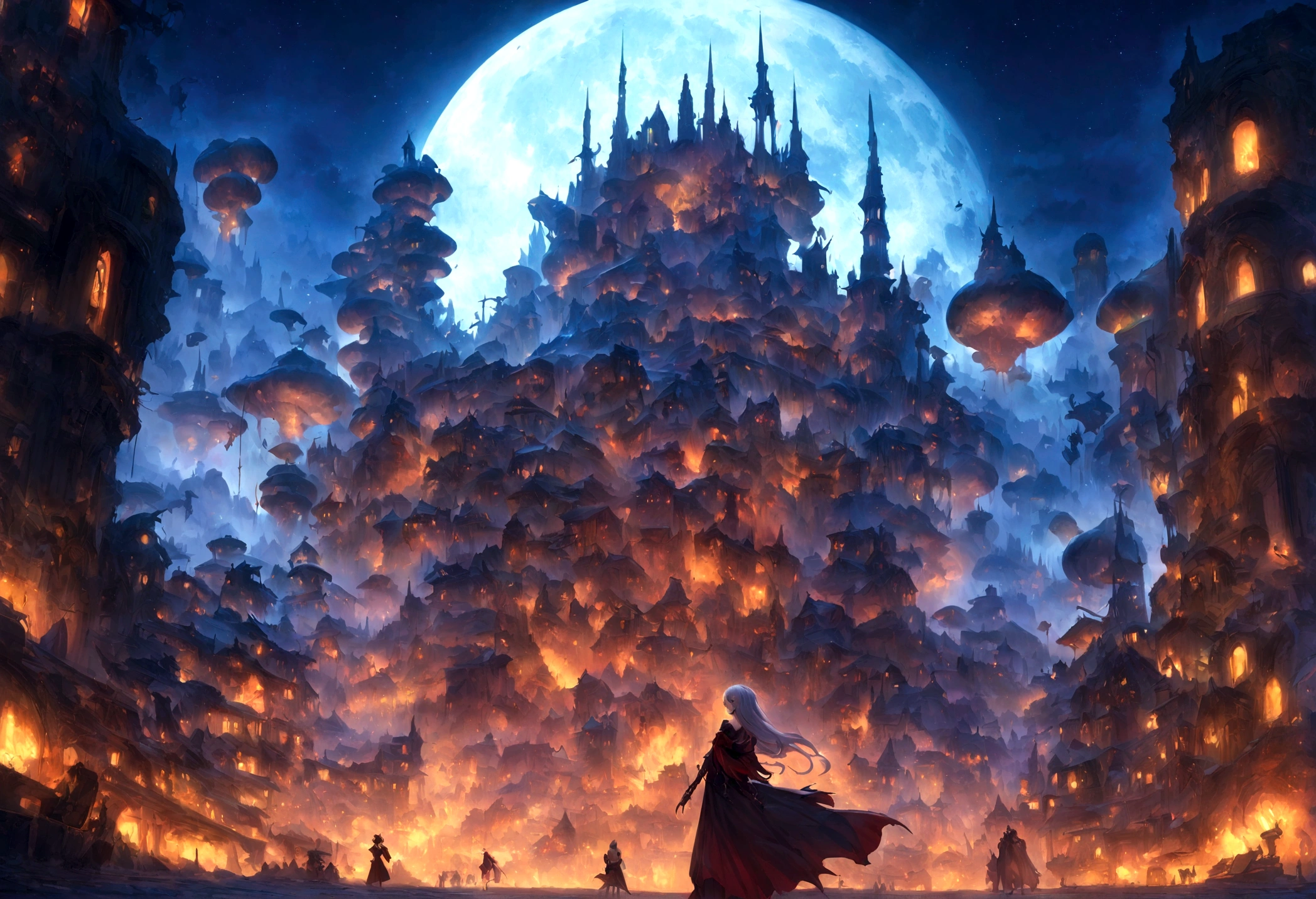 phonk, phonk, dark fantasy art, original, woman standing with her back turned, nightmare, city at night with full moon, festival where devils gather, DJ inspires everyone, skeleton, devil, at night, moon is big is, vampire, lunar city, moonwalker, metropolis movie ,Dracula,vampire,underworld,gives a sense of beauty and mystery,beautiful and aesthetic,anime, lofiart, anime picture, nightcore, anime art wallpaper 4k, anime art wallpaper 4 , beautiful fantasy anime, futuristic city, space and starry sky, girl looking at the sky, anime art wallpaper 4k, anime art wallpaper 8k, anime fantasy artwork, anime style 4k, ultra hd anime wallpaper,brightly colored screen