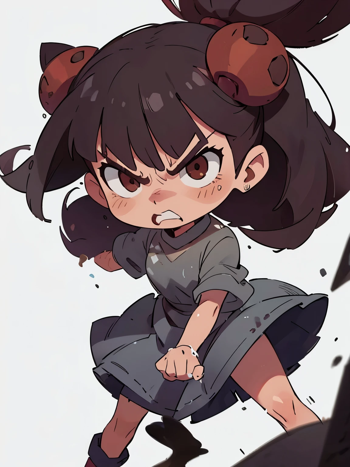 Girl with mean face, (Sand splashes:1.5), sandpit,
