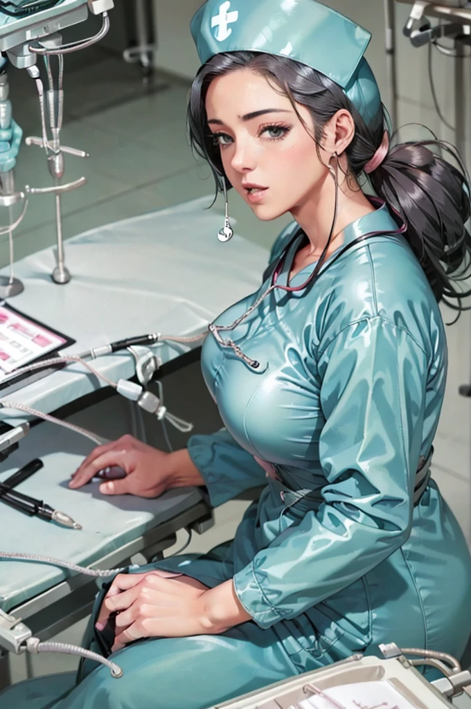 nurse uniform,hospital, latex nurse suit,nurses,busty,elbow gloves,labcoat,black hair woman,grey eyes , gigantic ,medical instruments,asian nurse,two nurses,speculum,examination room,oversize ,big ass ,strap on, lay on table ,legs spreaded,giving birth,gyno chair , dentist,Milf,latex,pink uniform,oversize breasts