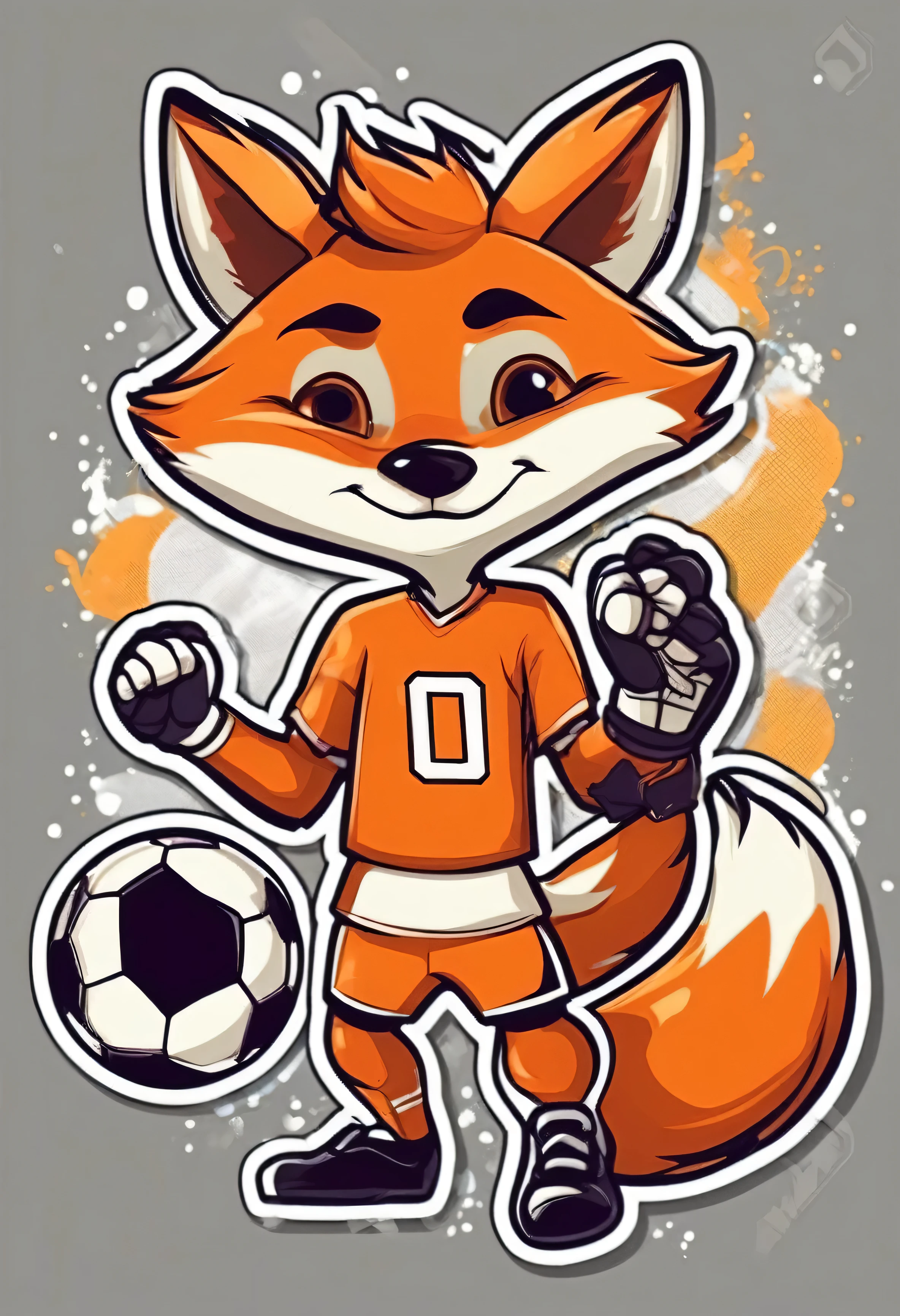stickers character fox football player scores a goal through himself in the style of Vladimir Suteev