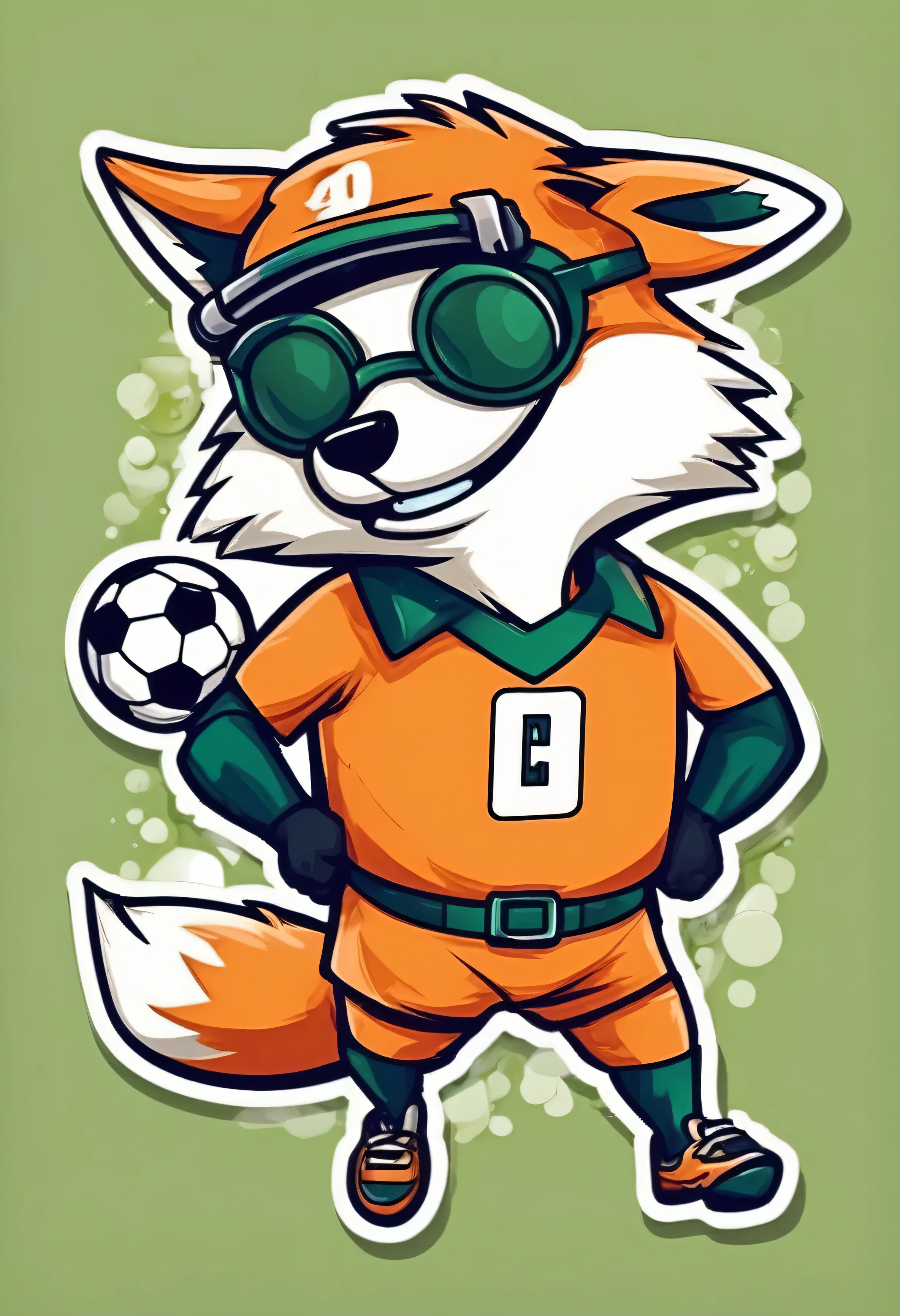 stickers character fox football player scores a goal through himself in the style of Vladimir Suteev