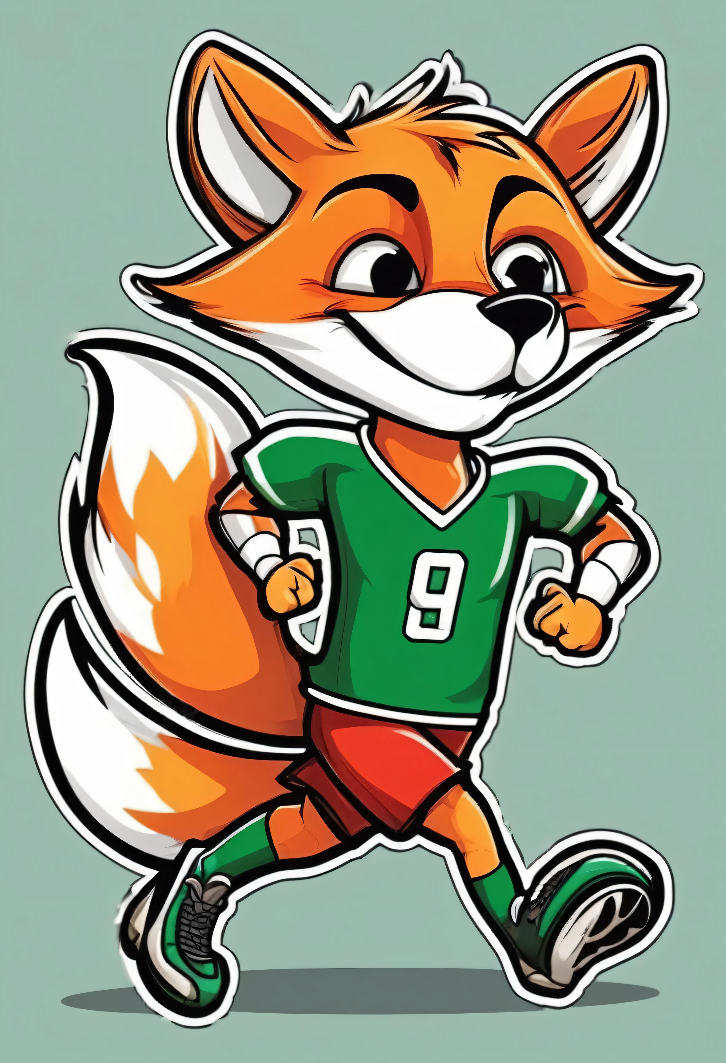 stickers character fox football player scores a goal  in the style of Vladimir Suteev