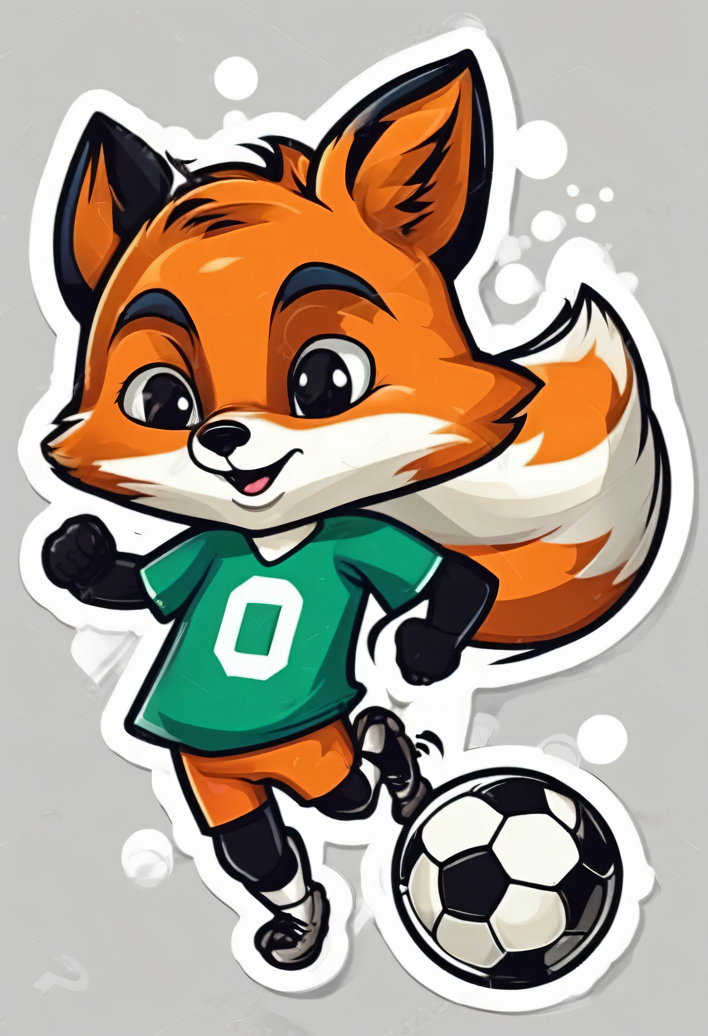 stickers character fox football player scores a goal in the style of Vladimir Suteev