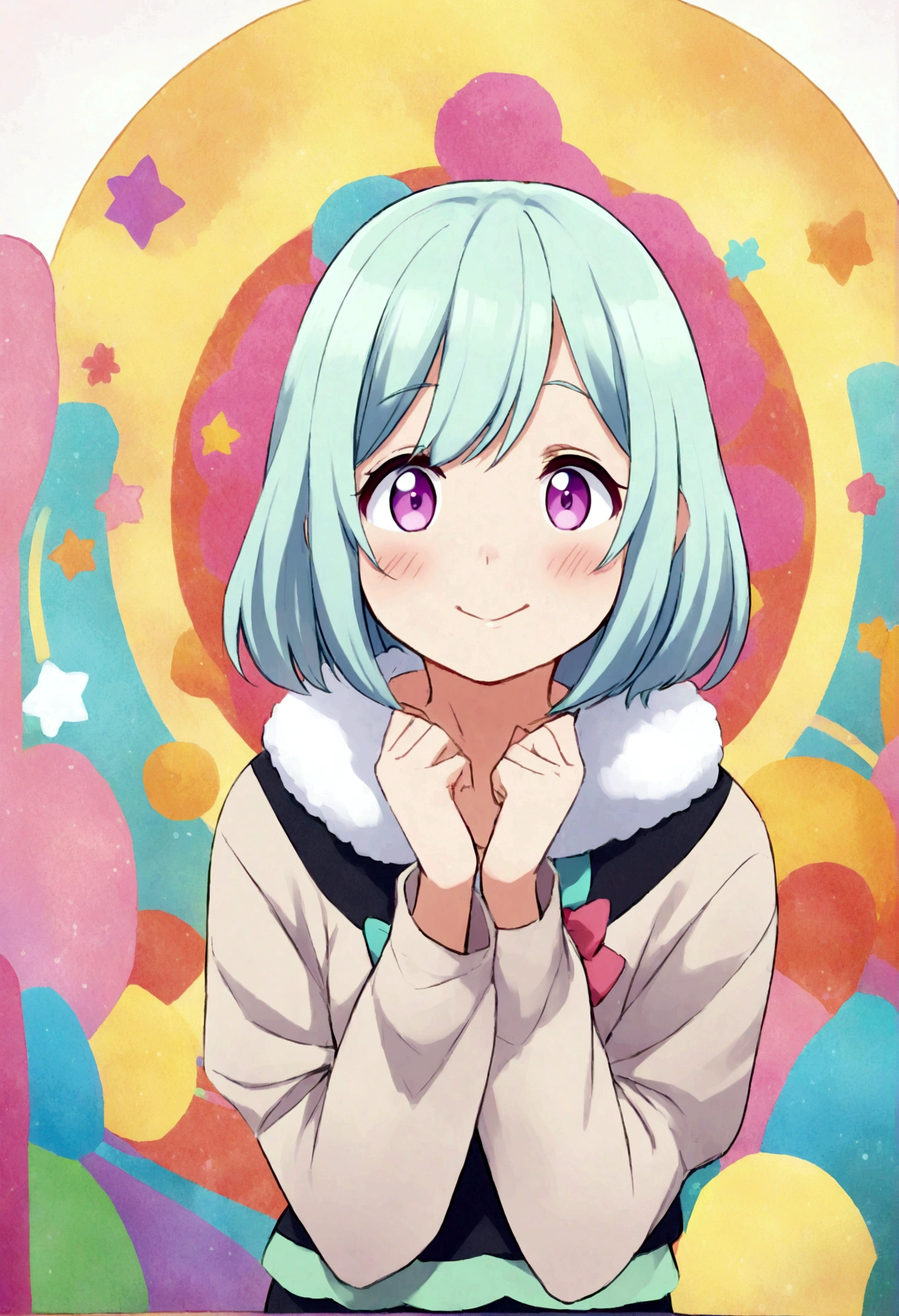 Please create an anime-style icon for a blog of a couple in their 40s.