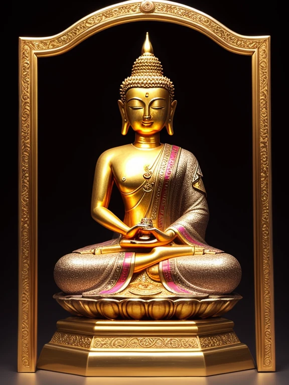 (Buddhist paradise、Gold Dust、Silver、Ruri、agate、Several large crystals)、Kannon Bodhisattva、Amitabha is coming、Detailed eyes、Detailed face、Detailed nose、Detailed ears、Golden aura shining、白Silver色の明るい世界、Seated on a lotus pedestal、Official artwork、(masterpiece、highest quality、High resolution、8k)、The composition is excellent、