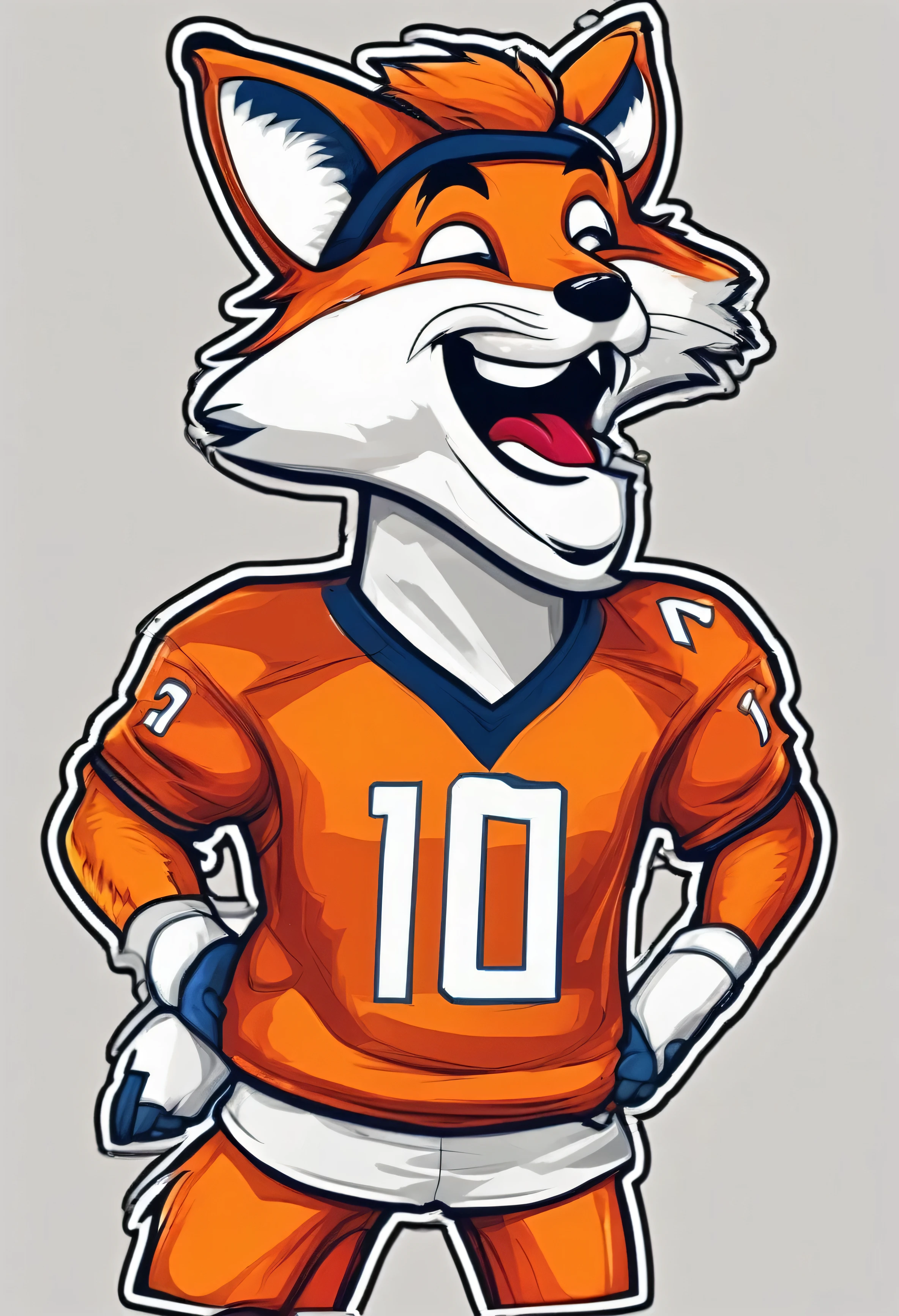 stickers character fox football player is embarrassed in the style of Vladimir Suteev