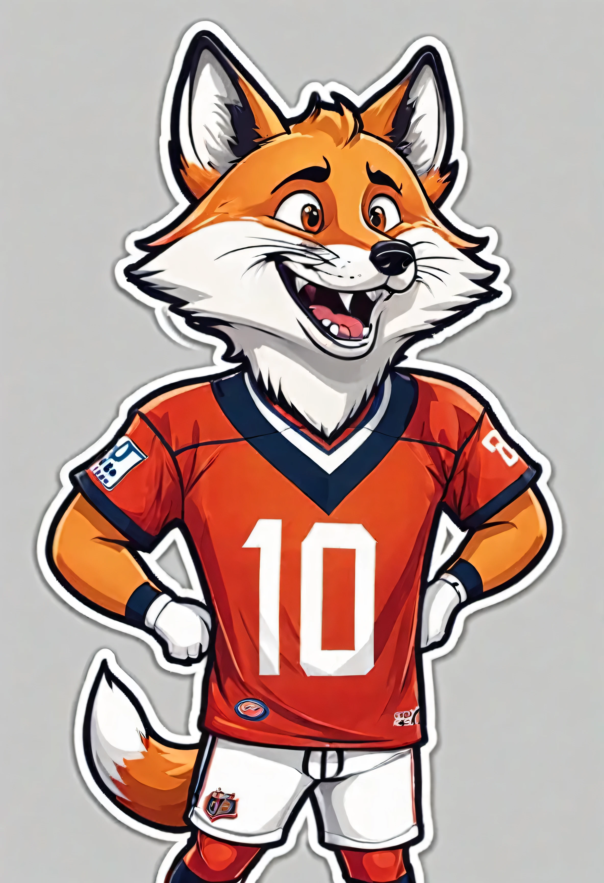 stickers character fox football player is embarrassed in the style of Vladimir Suteev