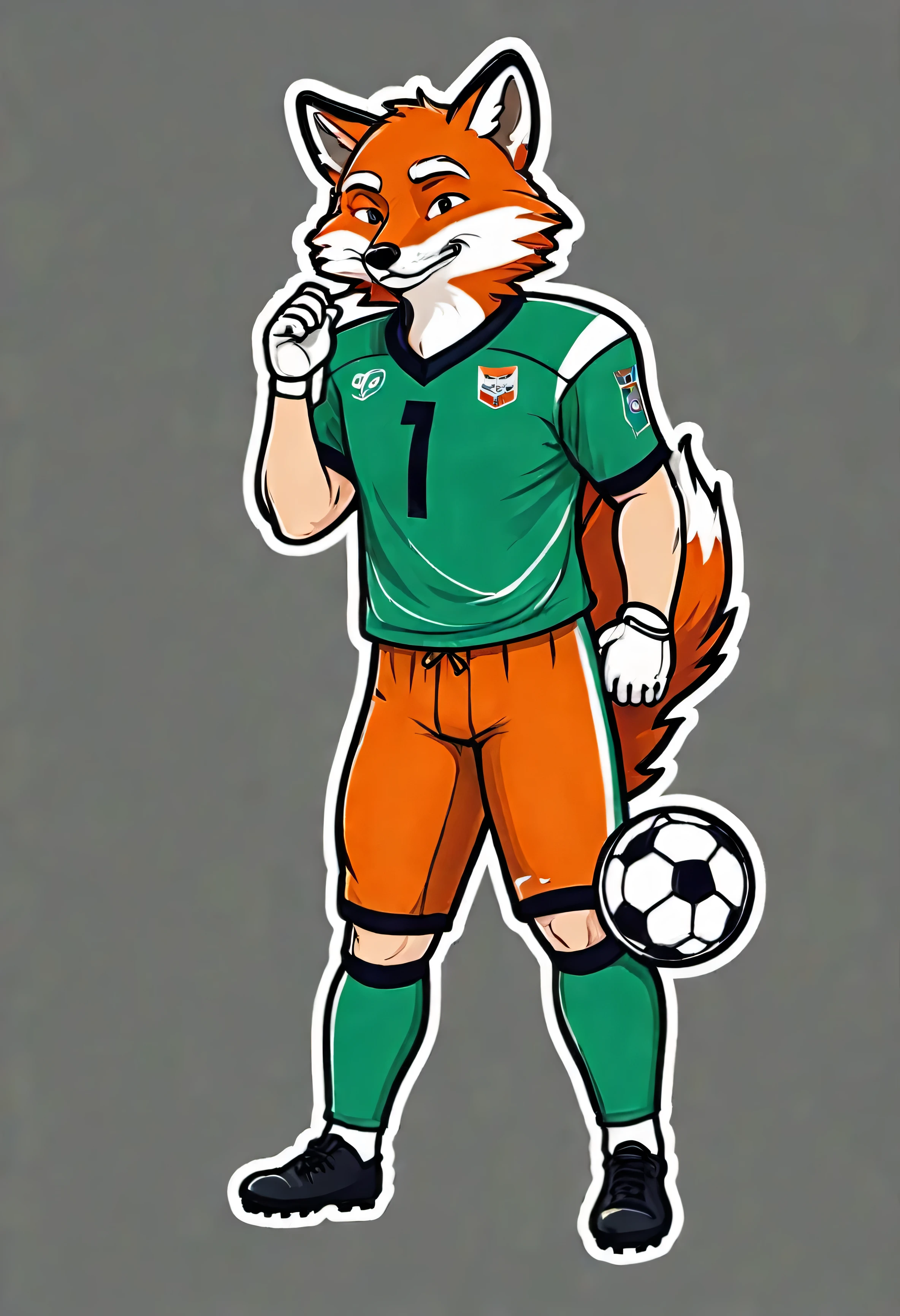 stickers character fox football player is embarrassed in the style of Vladimir Suteev