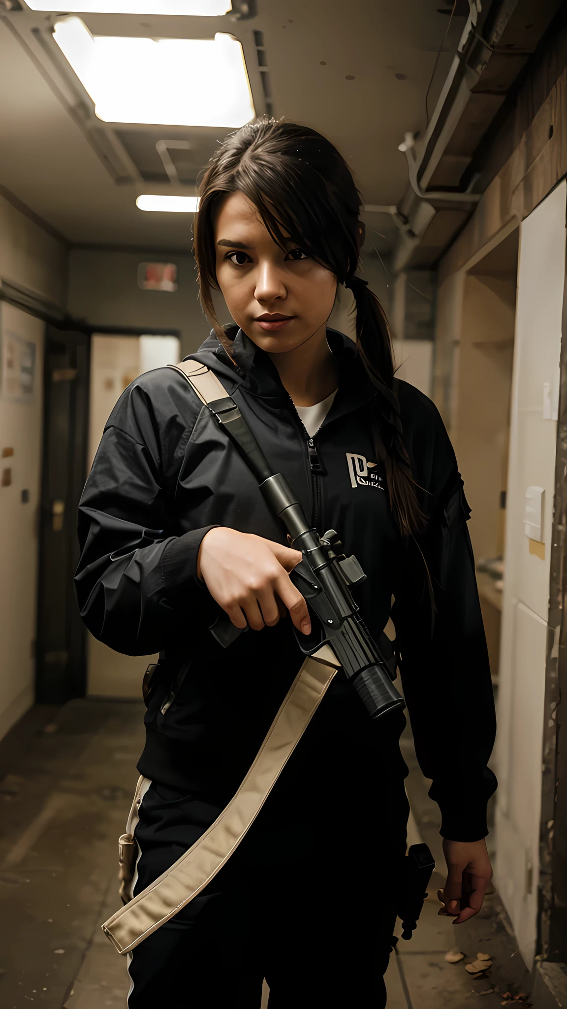 First person shooter holding a gun
