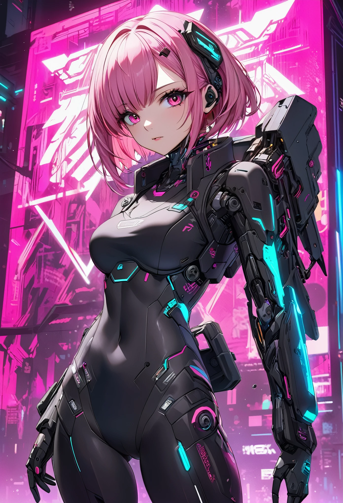 Pink haired anime girl in front of a neon background, cyberpunk anime girl, best anime 4k konachan wallpaper, digital cyberpunk anime art, anime cyberpunk art, digital cyberpunk - anime art, female cyberpunk anime girl, cyberpunk anime girl mech, anime style 4 k, perfect android girl, cyberpunk anime art, modern cyberpunk anime, anime cyberpunk, nightcore
