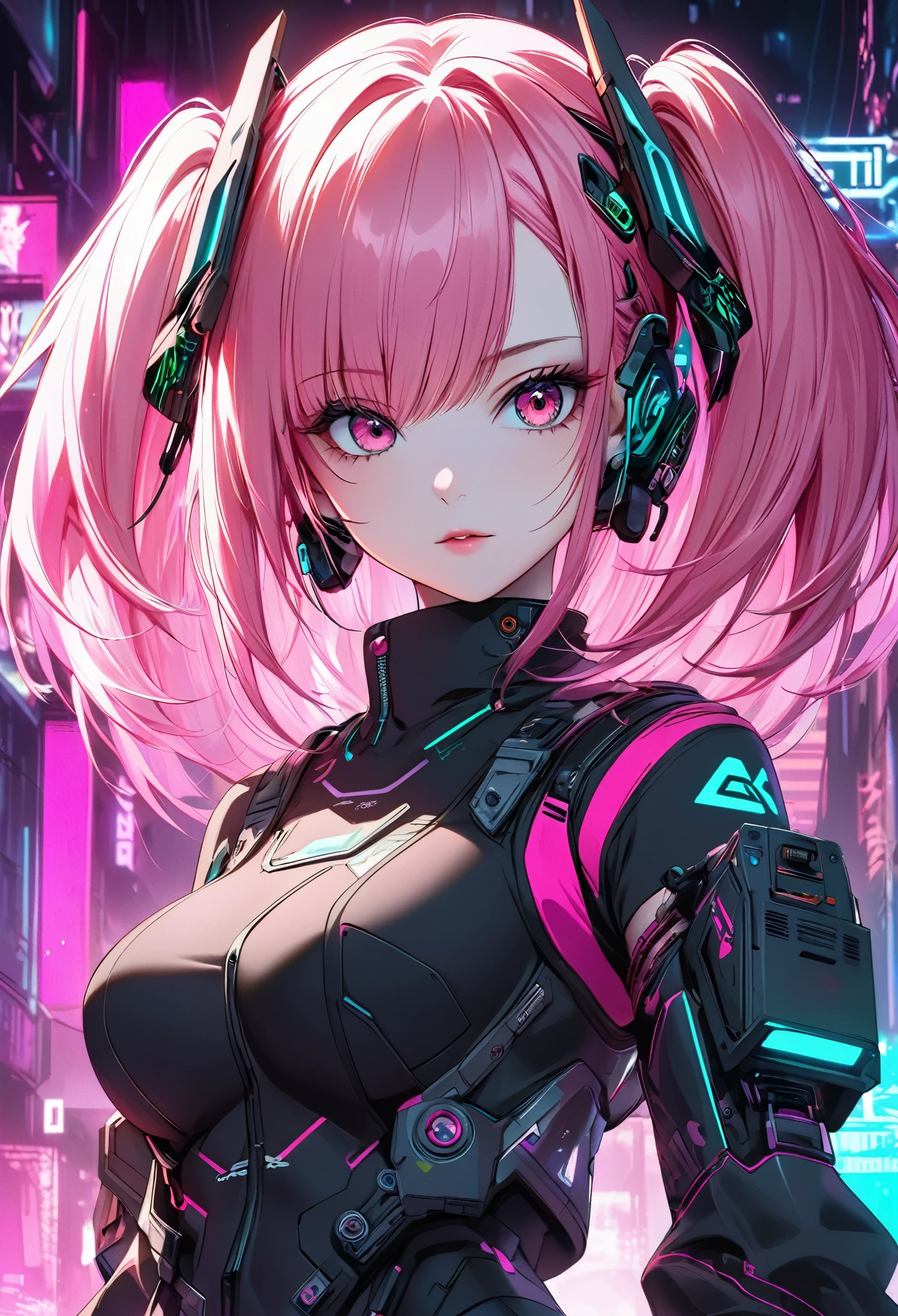 Pink haired anime girl in front of a neon background, cyberpunk anime girl, best anime 4k konachan wallpaper, digital cyberpunk anime art, anime cyberpunk art, digital cyberpunk - anime art, female cyberpunk anime girl, cyberpunk anime girl mech, anime style 4 k, perfect android girl, cyberpunk anime art, modern cyberpunk anime, anime cyberpunk, nightcore
