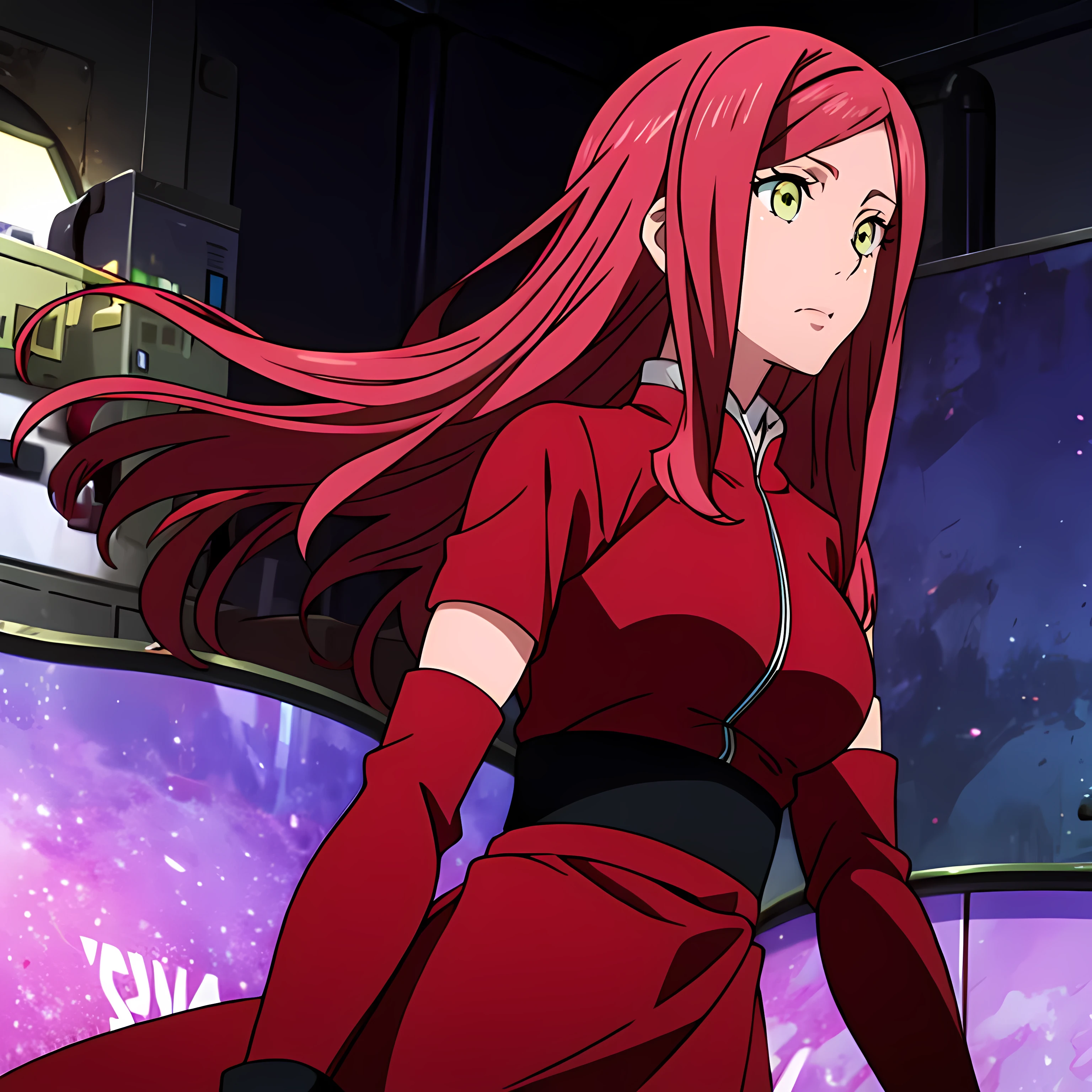 source_anime, long hair, yellow eyes, red hair, Haruno sakura outfit, nice body

solo icon 