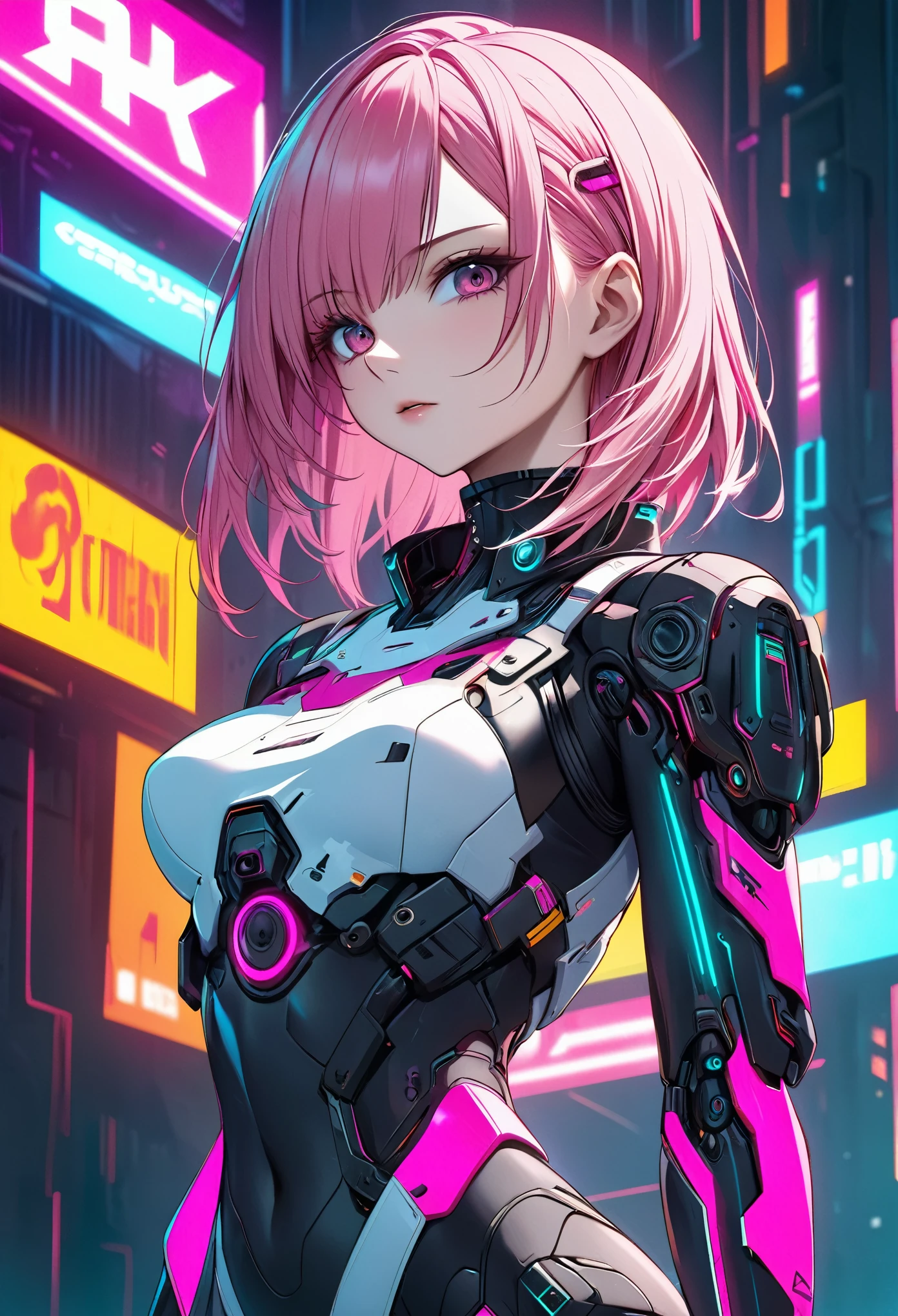 Pink haired anime girl in front of a neon background, cyberpunk anime girl, best anime 4k konachan wallpaper, digital cyberpunk anime art, anime cyberpunk art, digital cyberpunk - anime art, female cyberpunk anime girl, cyberpunk anime girl mech, anime style 4 k, perfect android girl, cyberpunk anime art, modern cyberpunk anime, anime cyberpunk, nightcore
