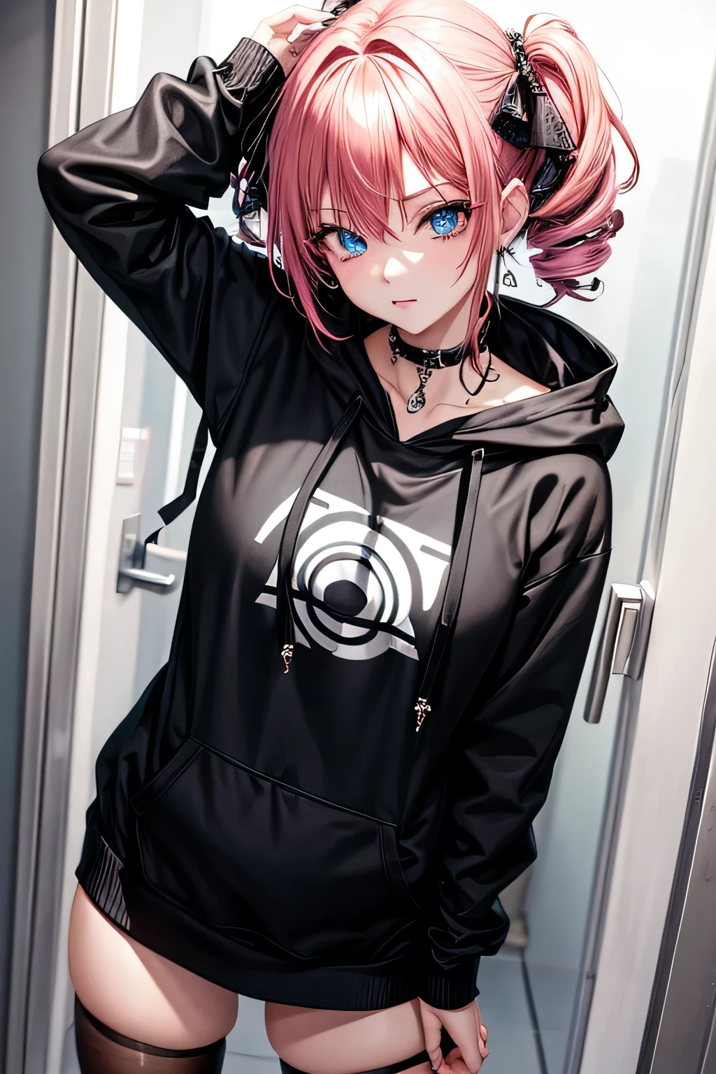 Visual Kei,Black hoodie,Beautiful Eyes,Jewelry Eye,beautiful girl,Sexy 16k,Sexy pose