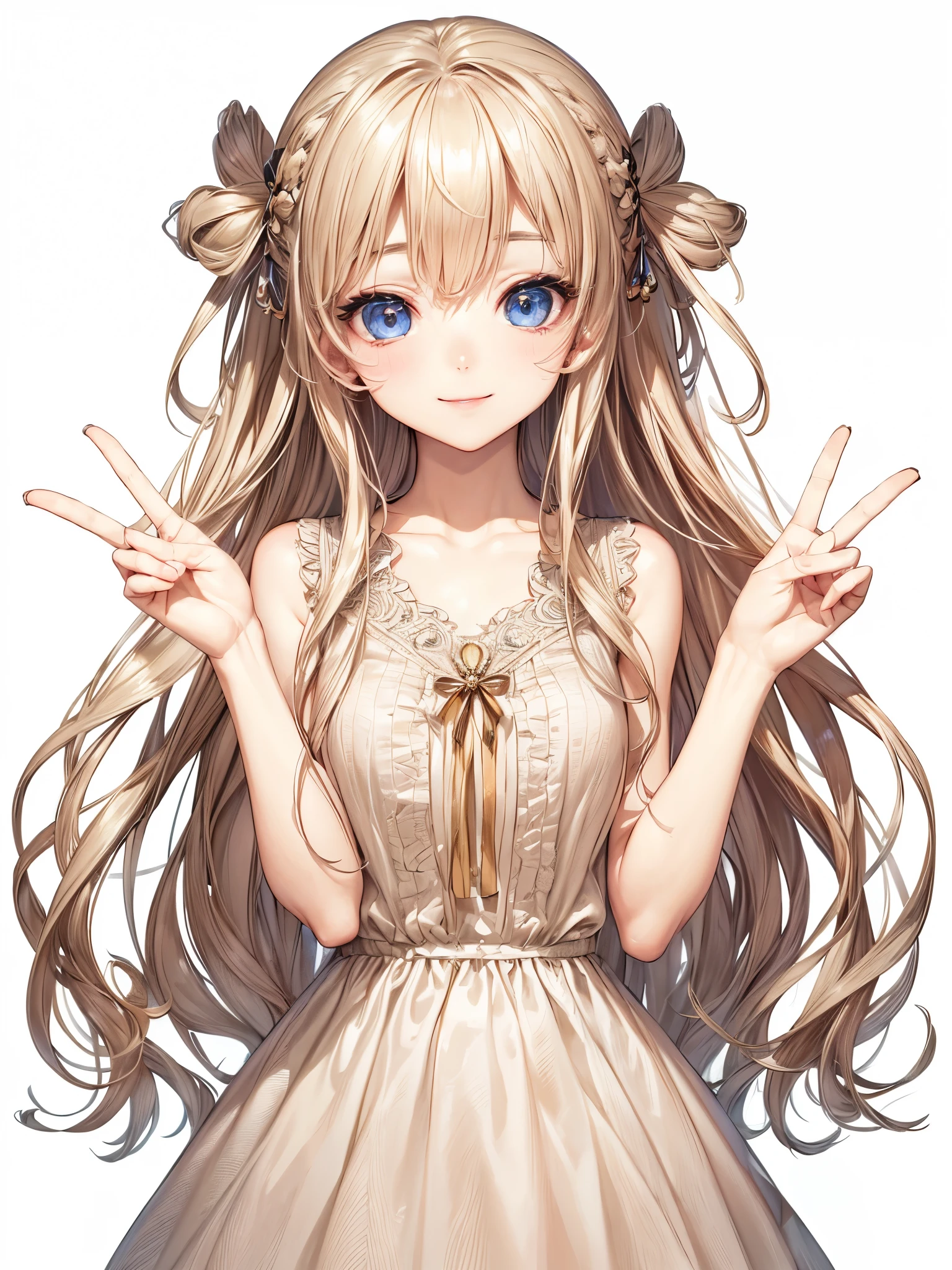 Highly Detailed CG Unity 8K Wallpaper, pretty girl, Mature blonde girl, Half Up,beautiful girl, Hot Maiden, Pale skin (super masterpiece, Beautiful person, Well detailed face polluted smile,   Her flat  is completely hidden by a short-sleeved dress.、Realistic, Surreal), 