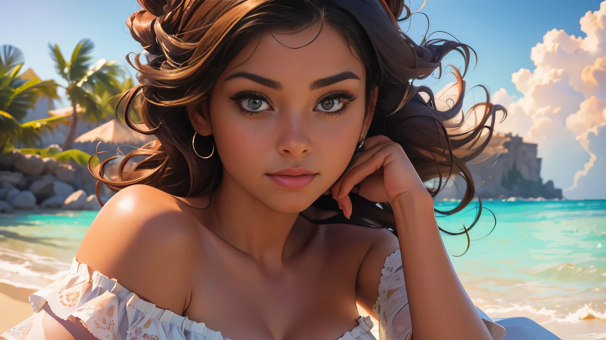 Best quality, masterpiece, ultra high res, (photorealistic:1.4), raw photo, 1girl, off shoulder, Cuban